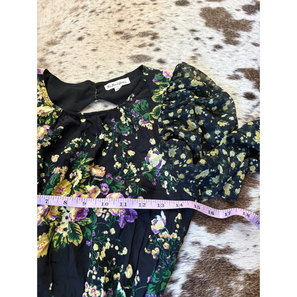 FOR LOVE & LEMONS Ross Midi Dress Floral Ruffle Open Back Size Small - Picture 11 of 12